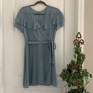 Pretty Faux Wrap Blue Dress (Juniors 11/12)